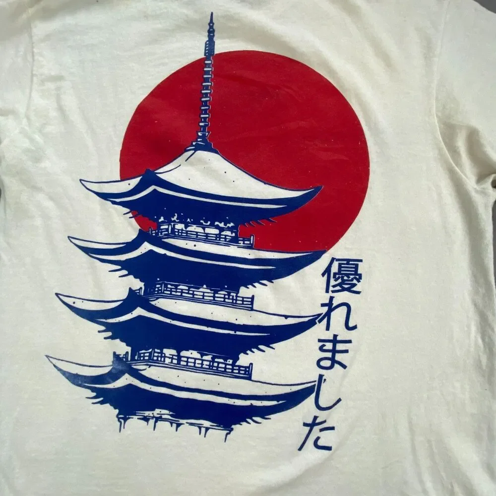 Call Your Mother Mens Graphic T-Shirt White Mount Fuji Japan Sun Size M Top